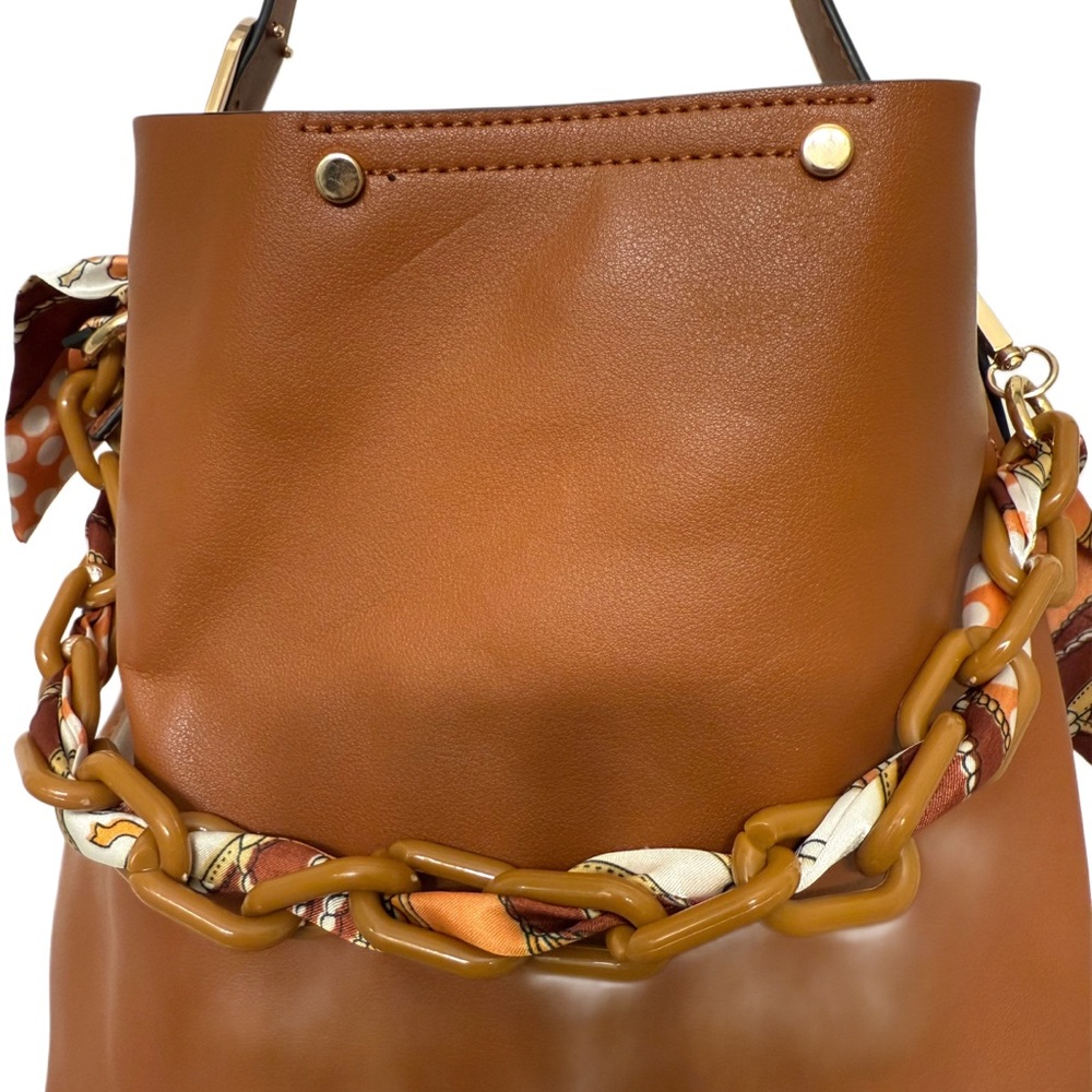 BROWN BUCKET CHAIN BAG NWOT - Picture 5 of 6